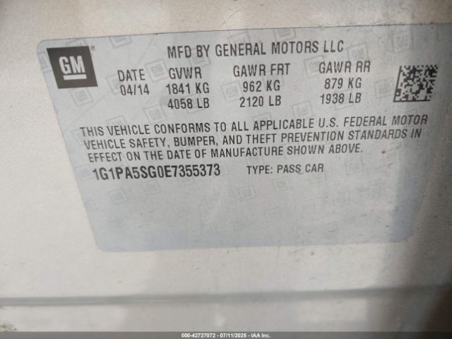 2014 CHEVROLET CRUZE 1G1PA5SG0E7355373 Photo 8