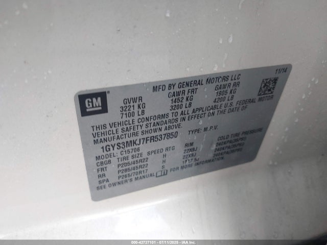 2015 CADILLAC ESCALADE 1GYS3MKJ7FR537850 Photo 8