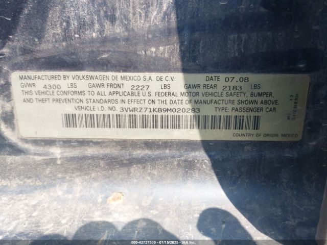 2009 VOLKSWAGEN JETTA 3VWRZ71K89M020283 Photo 8