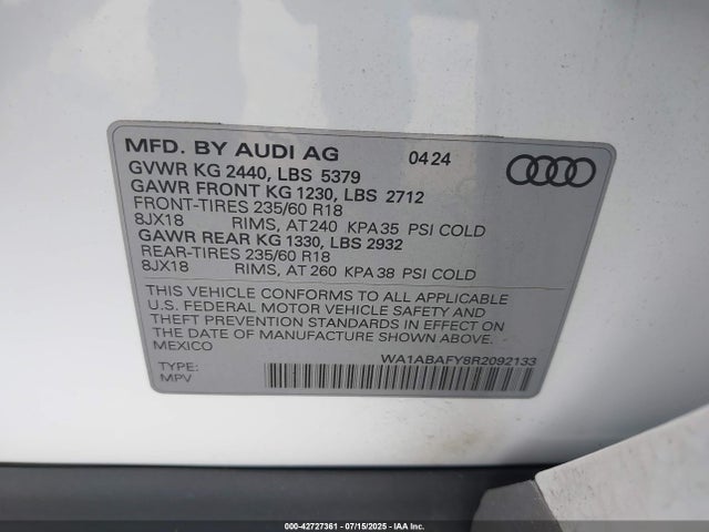 2024 AUDI Q5 WA1ABAFY8R2092133 Photo 8