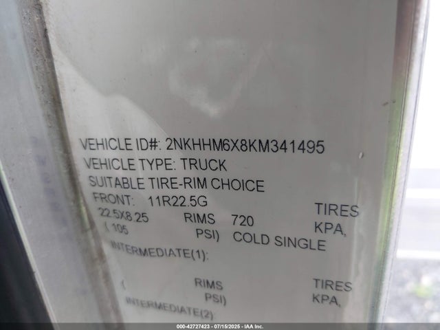 Продаж на аукціоні авто 2019 Kenworth T3 Series, vin: 2NKHHM6X8KM341495, номер лоту: 42727423
