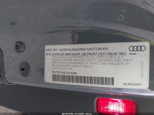 2016 AUDI TT TRUT5CFV4G1014495 Photo 8