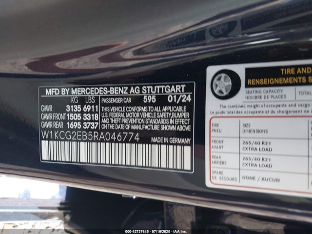 W1KCG2EB5RA046774 Mercedes-Benz ed