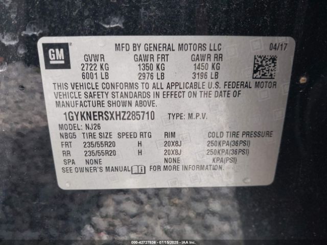 2017 CADILLAC XT5 1GYKNERSXHZ285710 Photo 8