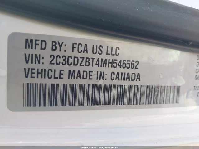 Dodge 2021 2021 2C3CDZBT4MH546562 Image 9