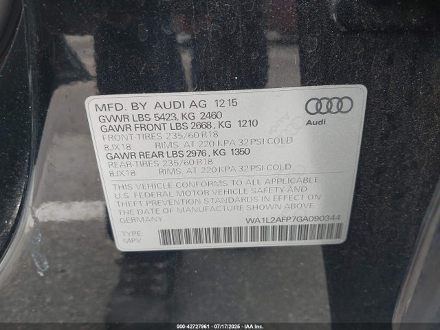 2016 AUDI Q5 WA1L2AFP7GA090344 Photo 8