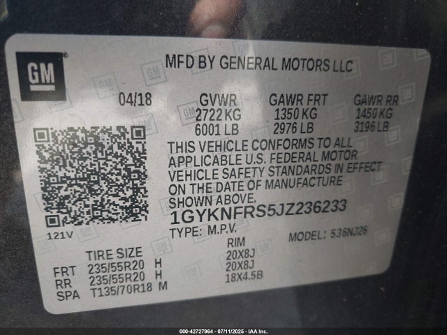 2018 CADILLAC XT5 1GYKNFRS5JZ236233 Photo 8