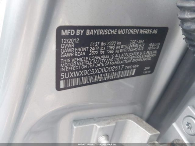 2013 BMW X3 5UXWX9C5XD0D02517 Photo 8