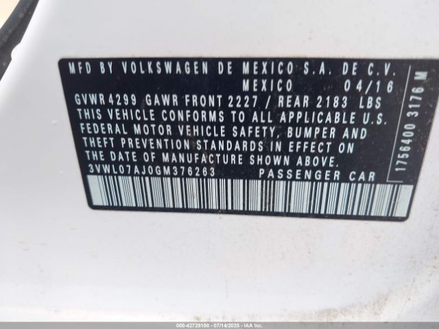 2016 VOLKSWAGEN JETTA 3VWL07AJ0GM376263 Photo 8