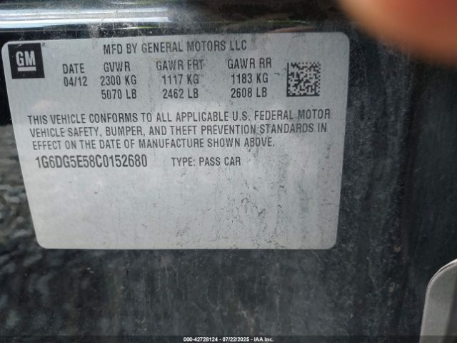 2012 CADILLAC CTS 1G6DG5E58C0152680 Photo 8