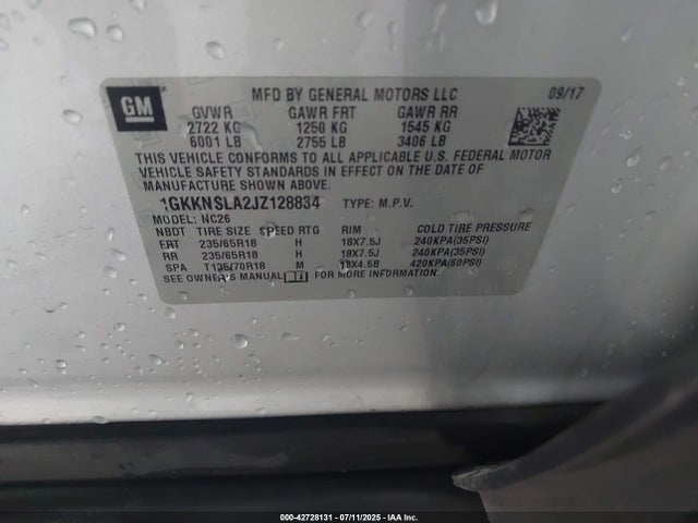 GMC lcv - spark ignited direct injection, variable valve timing, dcvcp, e85 max, e0-e100, alum 2018 1GKKNSLA2JZ128834 Image 9