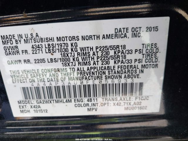 2015 MITSUBISHI OUTLANDER SPORT 4A4AP3AU0FE056933 Photo 8