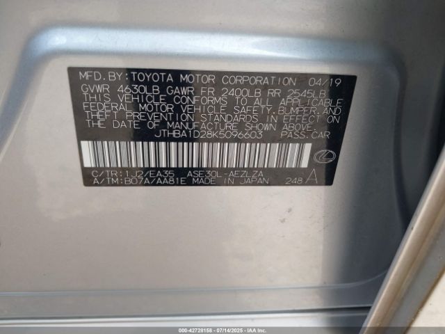 2019 LEXUS IS 300 JTHBA1D28K5096603 Photo 8