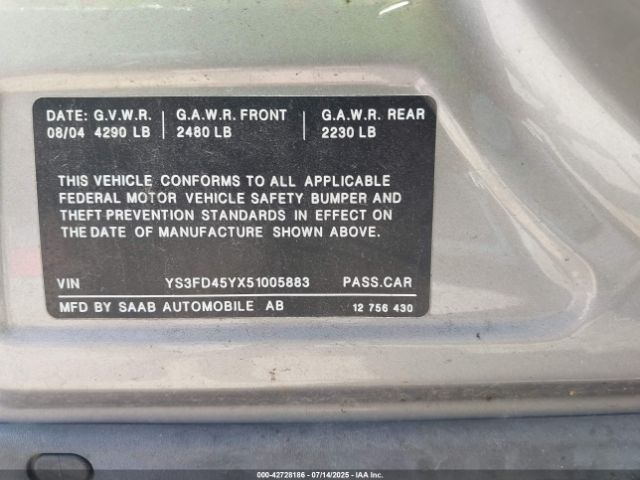 2005 SAAB 9-3 YS3FD45YX51005883 Photo 8