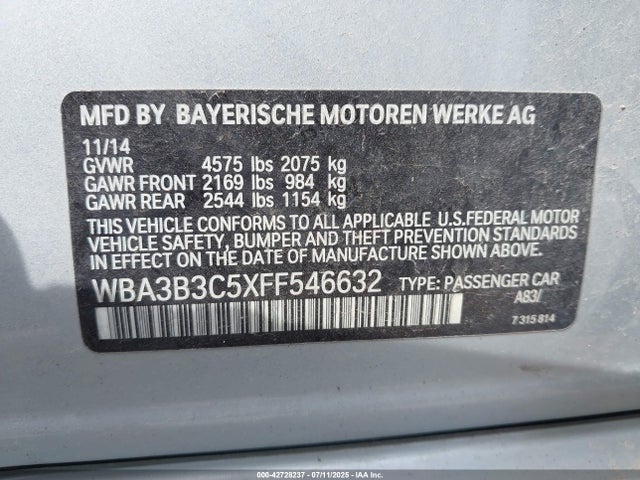 BMW 328I 2015 WBA3B3C5XFF546632 Image 9