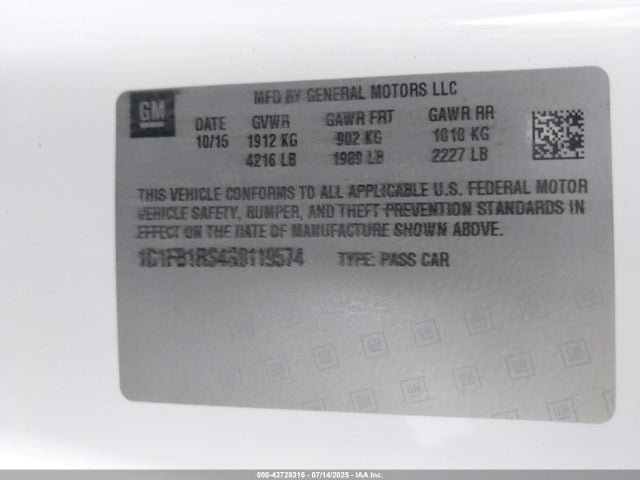 1G1FB1RS4G0119574 Chevrolet lgx - di: direct injection, vvt, alum, gen 2