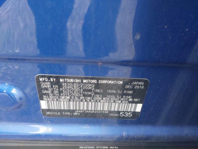 2019 MITSUBISHI ECLIPSE CROSS JA4AT3AA0KZ031598 Photo 8