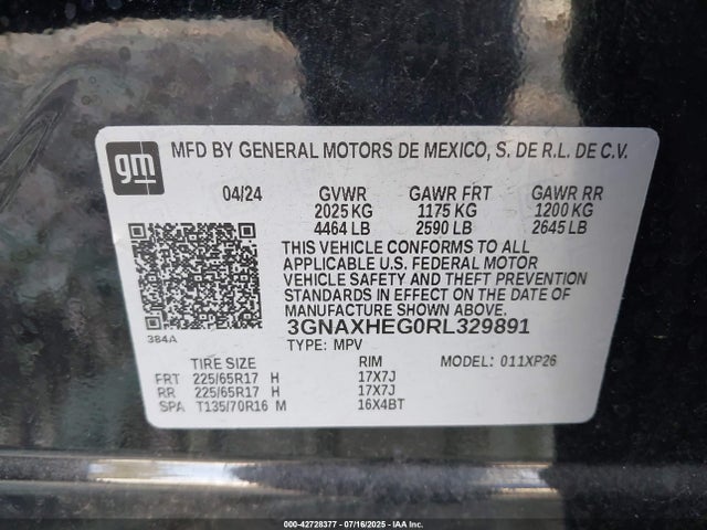 3GNAXHEG0RL329891 Chevrolet lsd