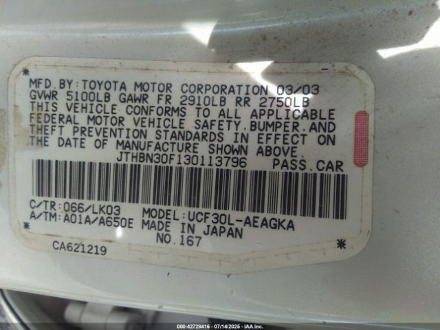2003 LEXUS LS 430 JTHBN30F130113796 Photo 8