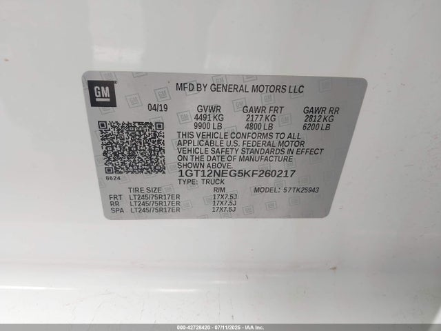 1GT12NEG5KF260217 GMC l96 - sfi, e85 max, iron, gm