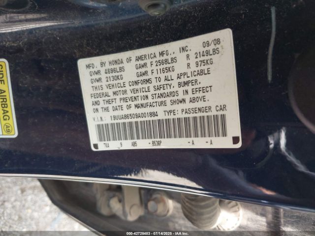 2009 ACURA TL 19UUA86509A001884 Photo 8