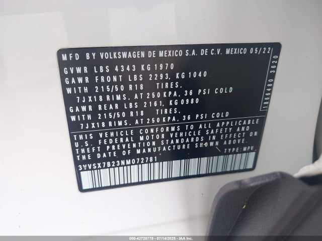 Volkswagen tsi 2022 3VVSX7B23NM072781 Image 9