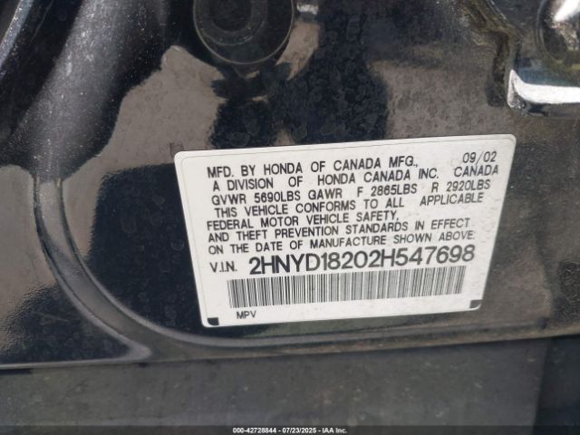 2002 ACURA MDX 2HNYD18202H547698 Photo 8