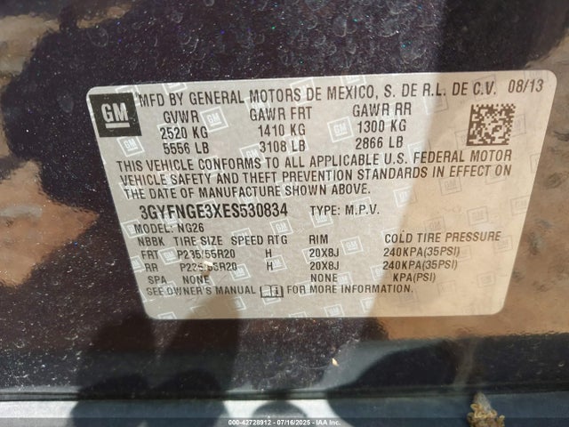 2014 CADILLAC SRX 3GYFNGE3XES530834 Photo 8