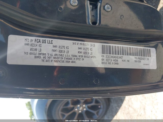 Продажа на аукционе авто 2019 Chrysler 300 Touring, vin: 2C3CCAAG4KH610427, номер лота: 42728938