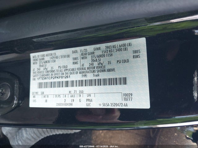 Ford 2.7l-4v 2023 1FTEW1CP2PKF81261 Image 9