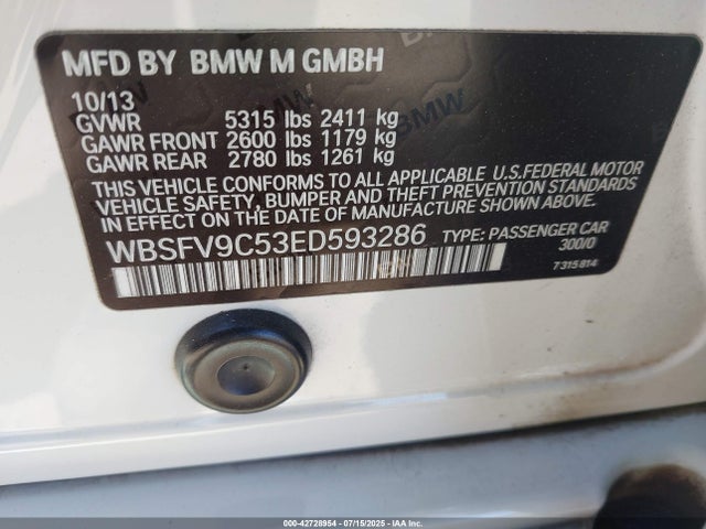BMW M5 2014 WBSFV9C53ED593286 Image 9