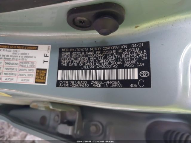 2021 TOYOTA PRIUS JTDL9MFU2M3030142 Photo 8