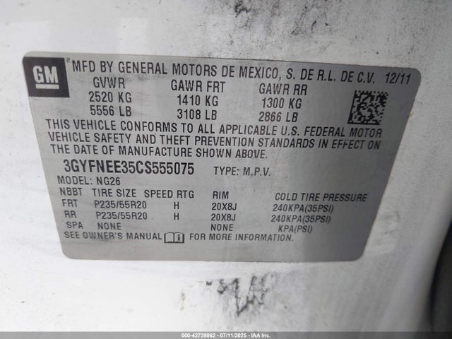 2012 CADILLAC SRX 3GYFNEE35CS555075 Photo 8