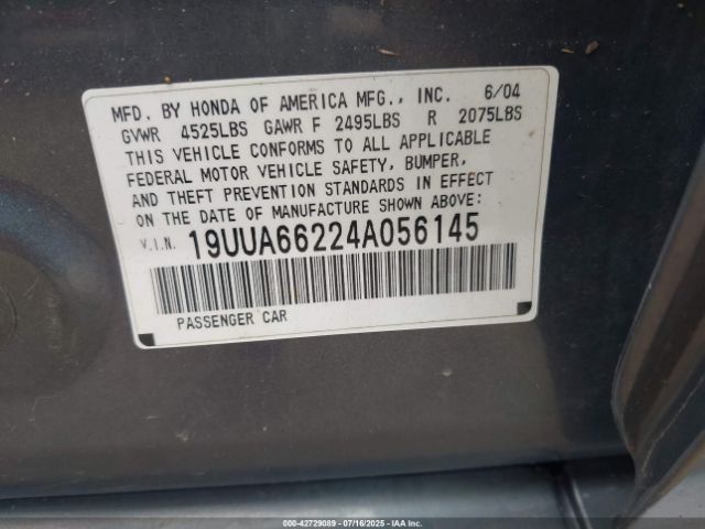 2004 ACURA TL 19UUA66224A056145 Photo 8