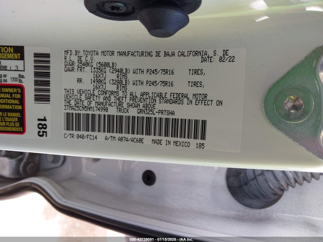 3TMAZ5CN5NM174990 Toyota 2gr-fks