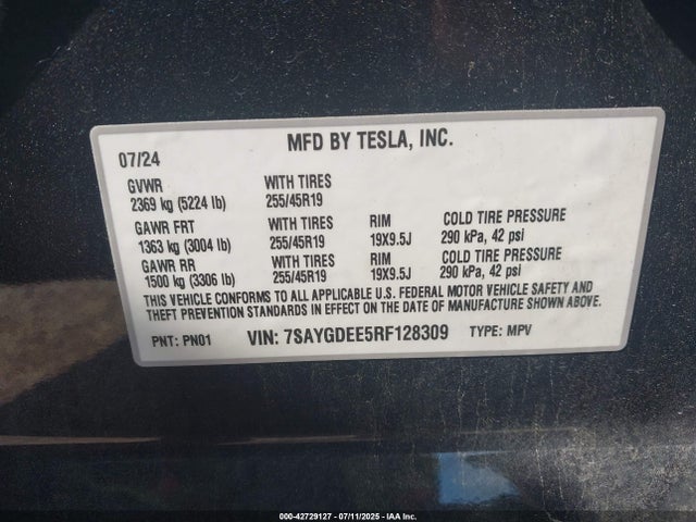 Tesla 2024 2024 7SAYGDEE5RF128309 Image 9