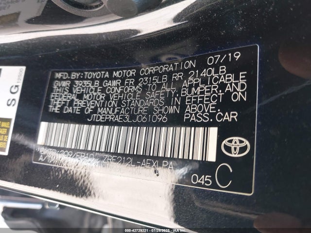 JTDEPRAE3LJ061096 Toyota 2zr-fae