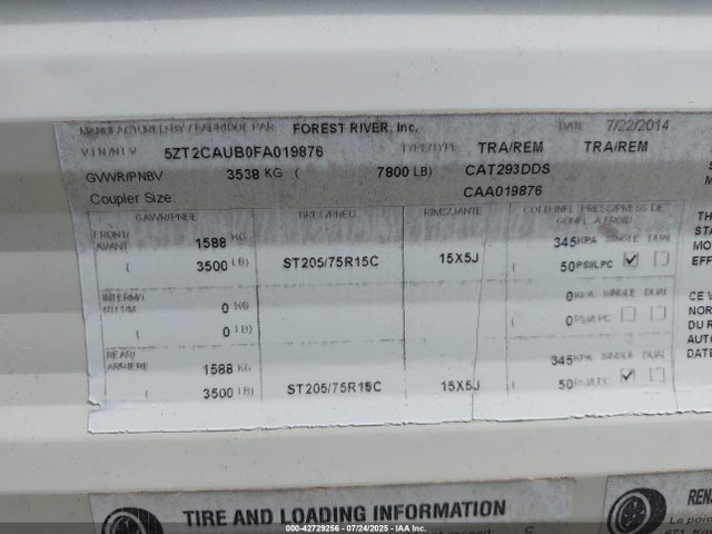 Coachmen Catalina 2015 5ZT2CAUB0FA019876 Image 9