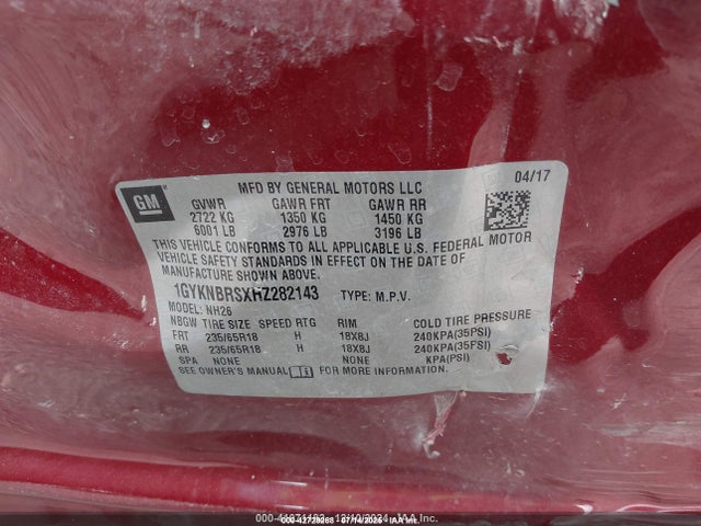 2017 CADILLAC XT5 1GYKNBRSXHZ282143 Photo 8