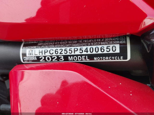 MLHPC6255P5400650 Honda Cbr500 Ra