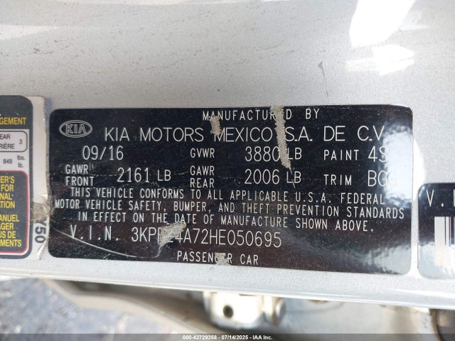 KIA mpi nu 2017 3KPFL4A72HE050695 Image 9