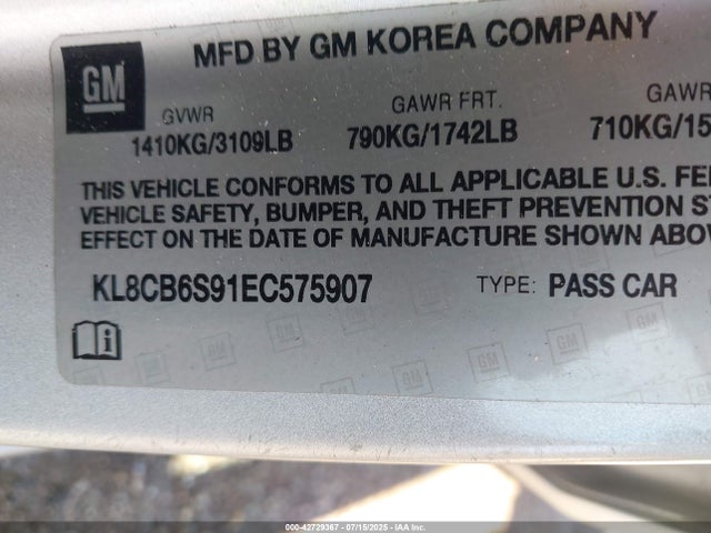 Chevrolet ll0 2014 KL8CB6S91EC575907 Image 9