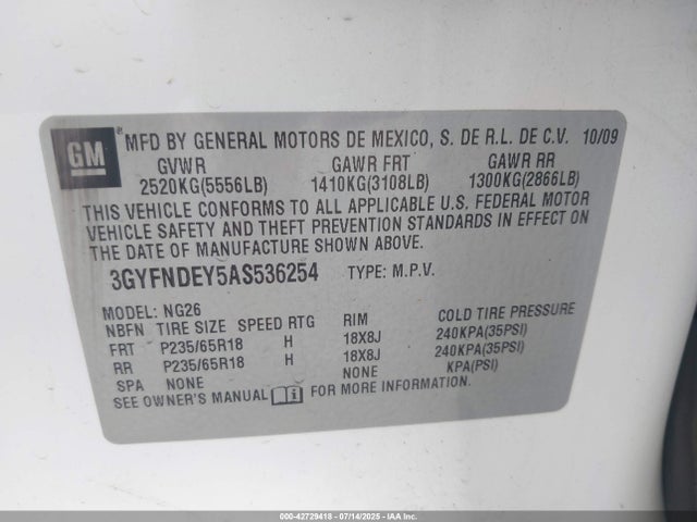 2010 CADILLAC SRX 3GYFNDEY5AS536254 Photo 8
