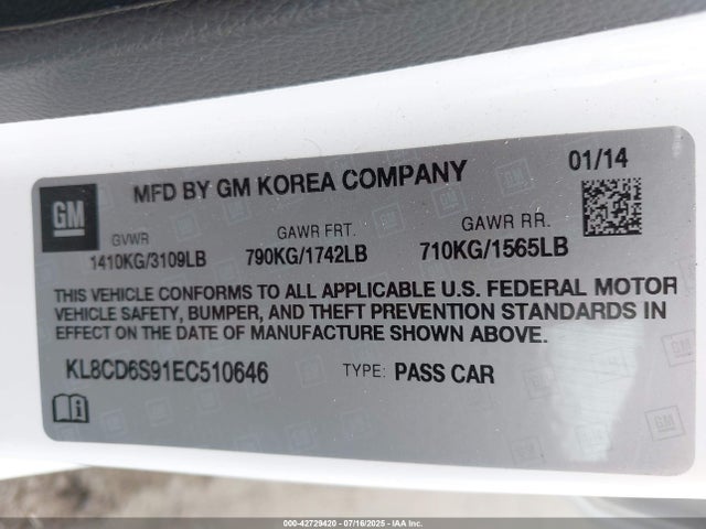 Chevrolet ll0 2014 KL8CD6S91EC510646 Image 9