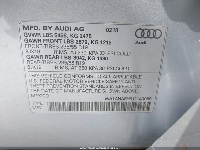 2018 AUDI Q5 WA1ANAFY6J2143088 Photo 8