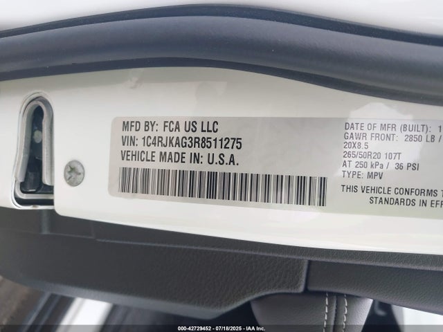 1C4RJKAG3R8511275 Jeep 2024