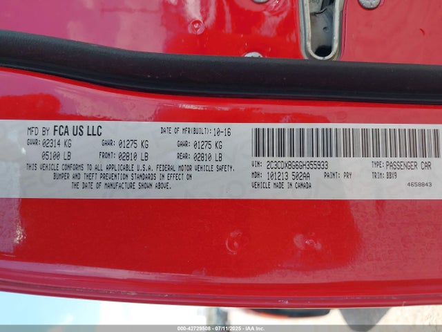 Dodge 2016 2016 2C3CDXBG6GH355933 Image 9