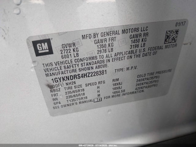 2017 CADILLAC XT5 1GYKNDRS4HZ228381 Photo 8