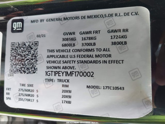 1GT49REY7LF233501 GMC l5p - di, duramax, gen 5 var. 1