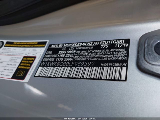 2020 MERCEDES-BENZ AMG C 63 W1KWK8GB0LF989399 Photo 8